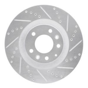 Mazda CX-9 Brake Rotor (1) - Front Right - R1 Concepts - Drilled & Slotted - Silver - `07-`15